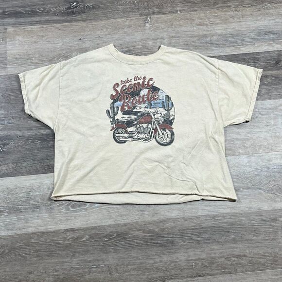 Fifth Sun MOTO Scenic Route Cropped Graphic Tee Shirt Womens Sz XL - Picture 1 of 14